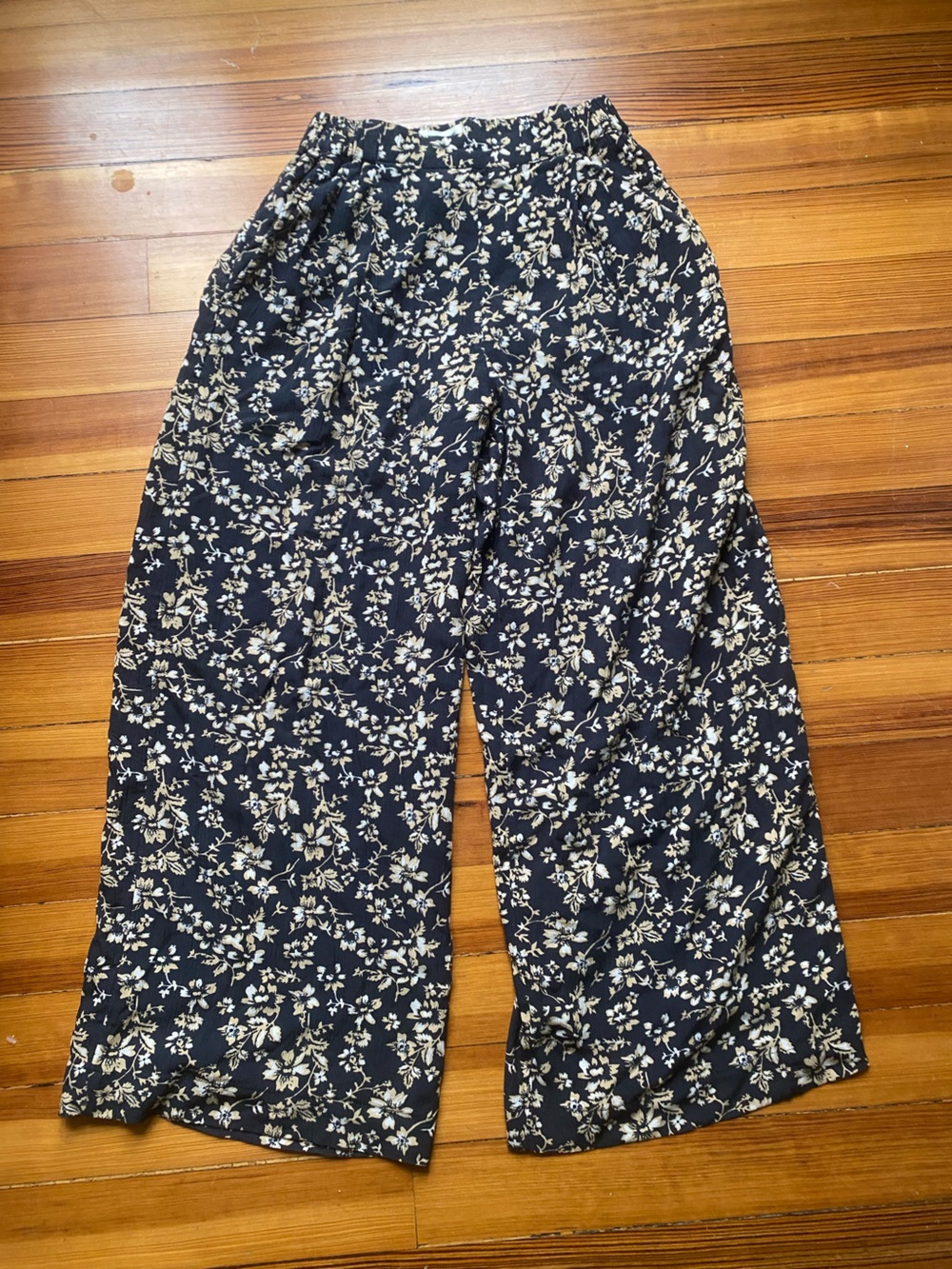 The Normal Brand Navy Wide Leg Floral Pants